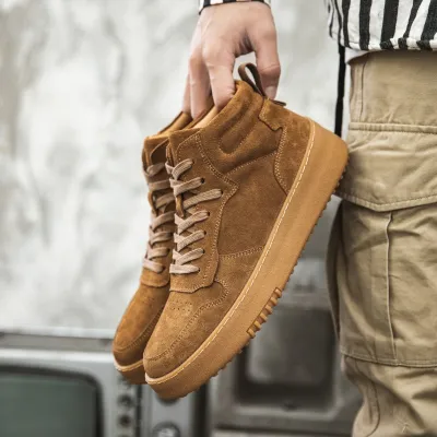 Genuine Suede Leather High Neck Casual Shoes